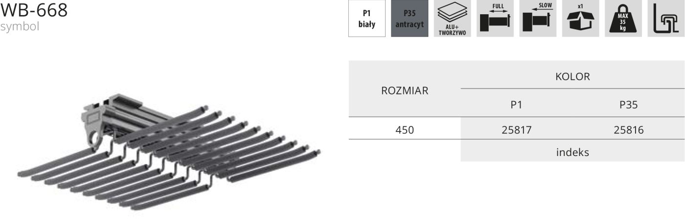 WB-668 Wieszak na spodnie podwójny