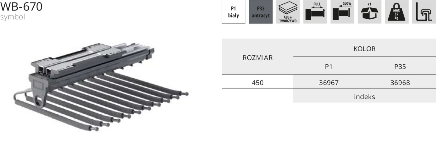 WB-670 na spodnie pojedynczy WB-670