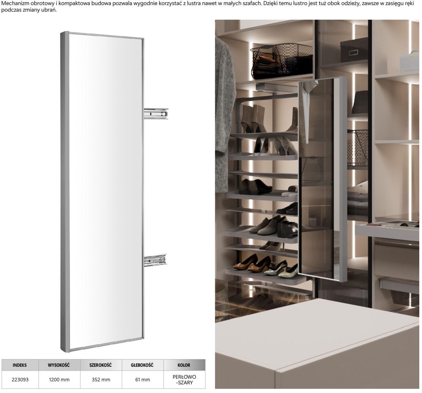 Lustro obrotowe Royal 1200x352x61mm