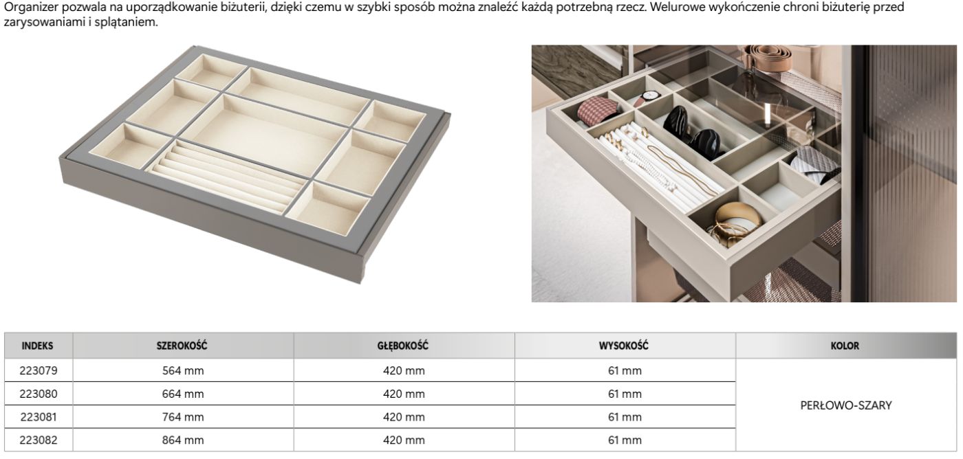 Szuflady z organizerem Royal (600-900 mm)