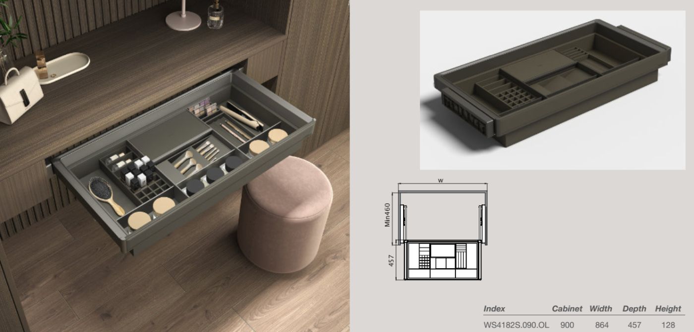 Półka z przegrodami - organizer na kosmetyki W1000