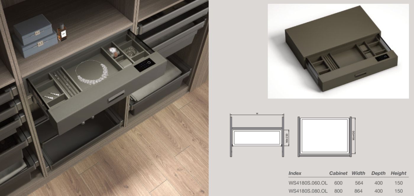 Sejf 2 poziomowy W600 kod + odcisk palca